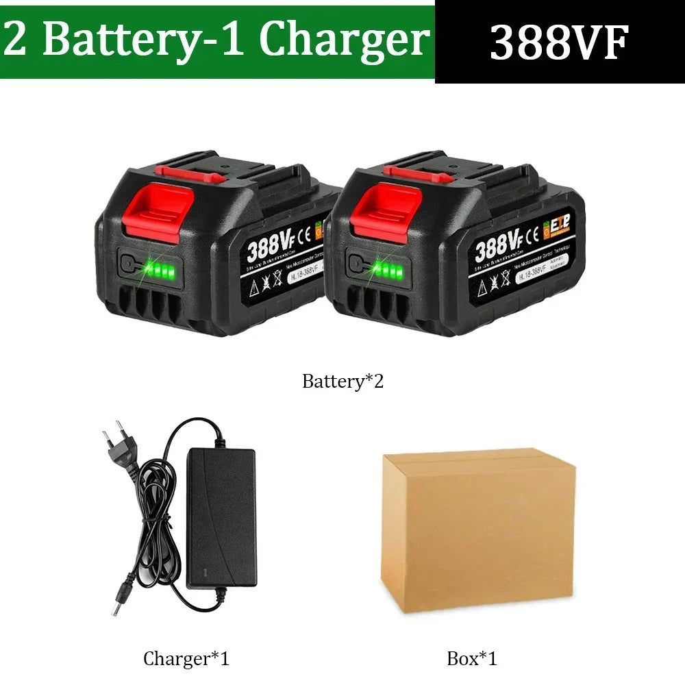 20V Rechargeable Lithium Battery EU Plug 15000mAh.928VF 22500mAh.Battery Capacity Indicator.for Chainsaw Electric Drill