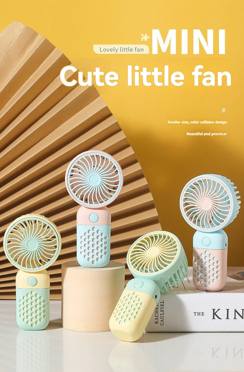 2024 New Handheld Charging Fan Cartoon Cute Small Student Charging Small Fan Portable Mini USB Fan Mini Pocket