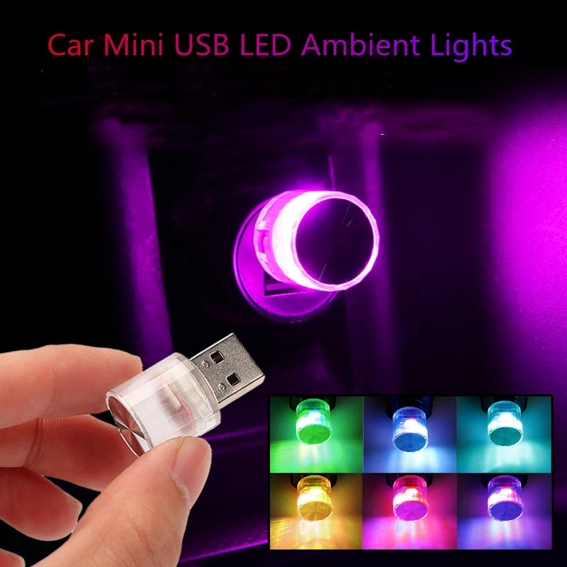 Car Mini USB LED Atmosphere Lights Decorative Lamp For Party Ambient Modeling Automotive PortablePlug Play Auto Interior Led