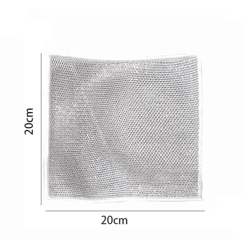 10pcs Magic Dishcloth Silver Wire Cleaning Kitchen Cloth Thickened Microfiber Wash Towel Built-in Sponge Steel Wire Ball Rag