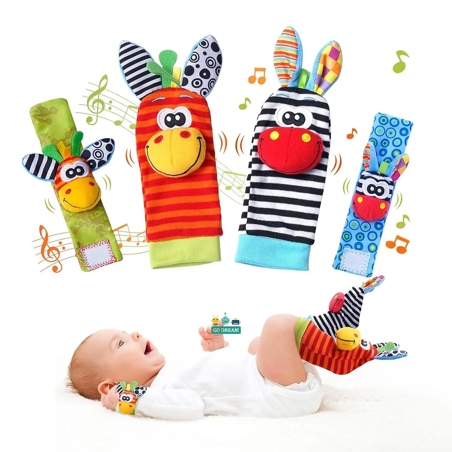 Baby Infant Wrist Rattle Socks Toys 0-12 Month Girl Boy Learning Toy Early Educational Development Cute Toddlers Sensory Gifts