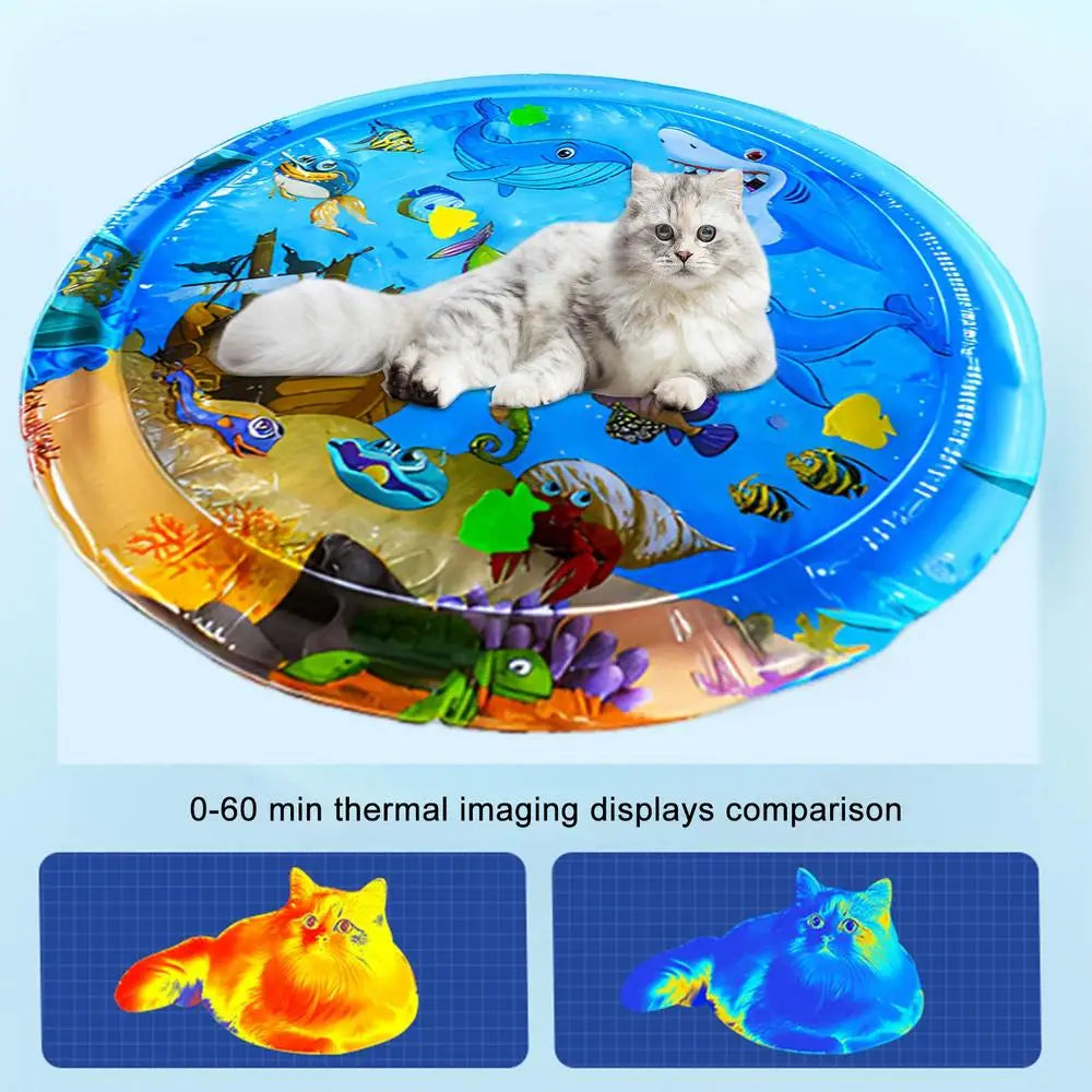 Cat Water Play Mat Sensing Play Mat For Pet Cat Cooling Effect Sensory Water Play Mat For Tile Grass Floor And Any Surfaces