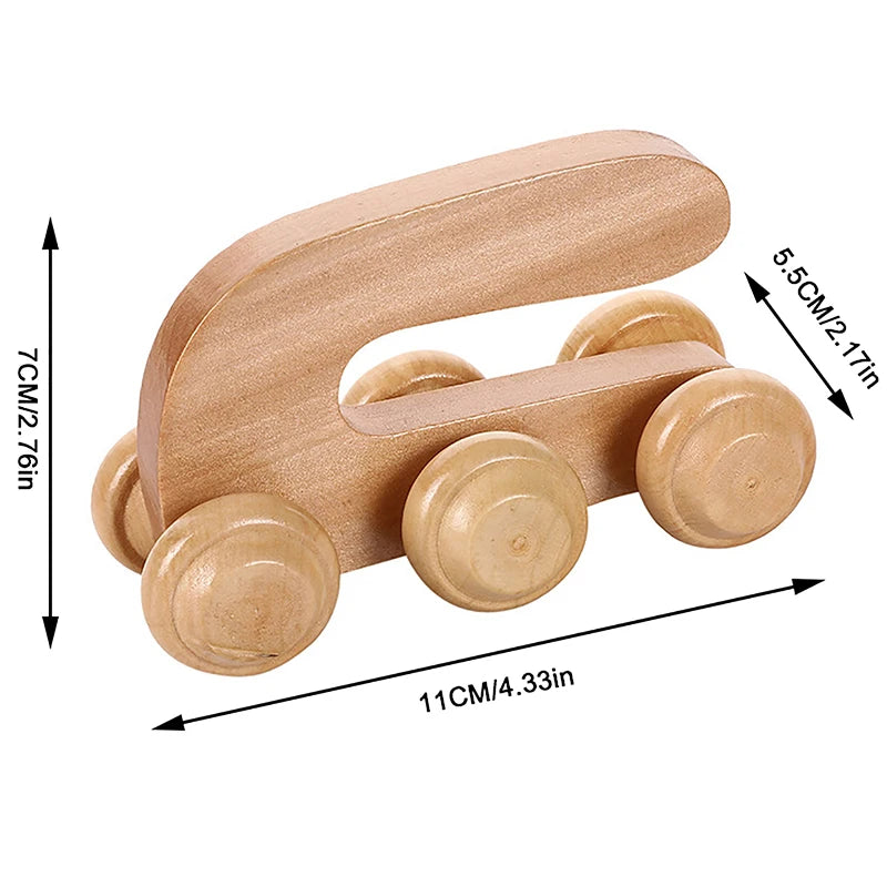 2/4/6/10Wheels Wooden Car Roller Relaxing Hand Massage Tool Arched Handle Massager For Face Neck Head Foot Acupoint Muscle Relax