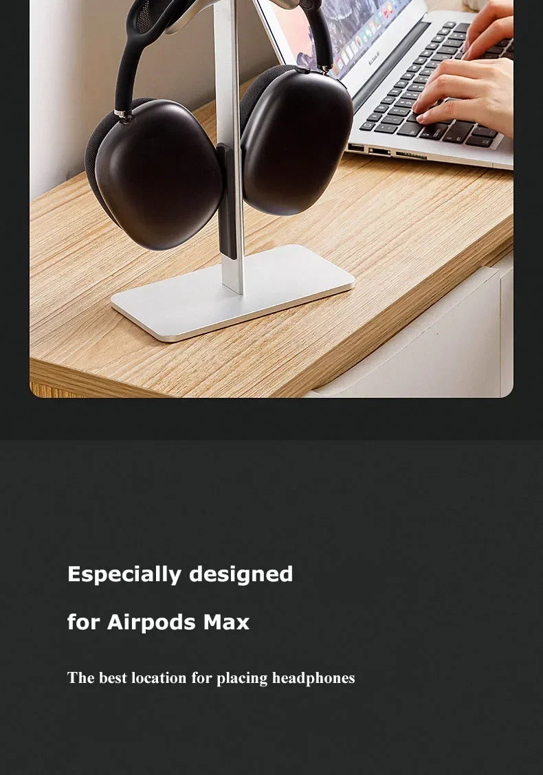 Aluminum Alloy Headphone Stand Detachable Auto-sleep Headset Holder Display Shelf for Airpods Max with Anti-Slip Silicone Pad