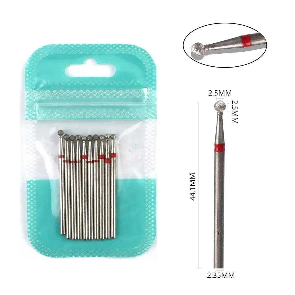 10pcs Diamond Milling Cutter Nail Drill Bits Set For Manicure Accessory Pedicure Eletric Machine Nail Bit Brush Burr Tools