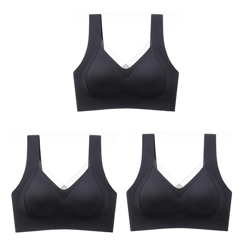 3pcs Women's Bra Breathable Gather Together No Trace Bra No Steel Ring Comfortable Large Size Underwear Vest Sport Bralette