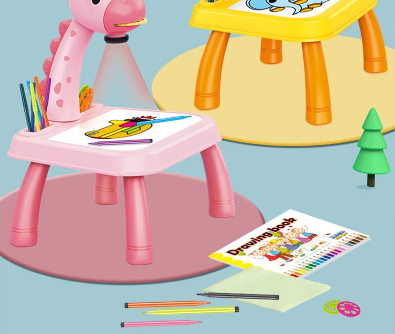 Children led projector drawing table toy painting set table educational board learning tools painting toys for children