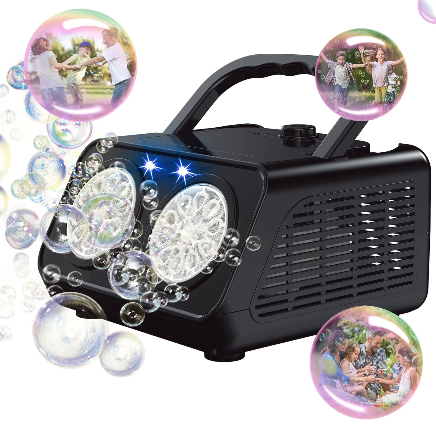 Automatic Bubble Machine Upgrade Bubble Blower with 2 Fans, 20000+ Bubbles Per Minute Bubbles for Kids Portable Bubble Maker Ope