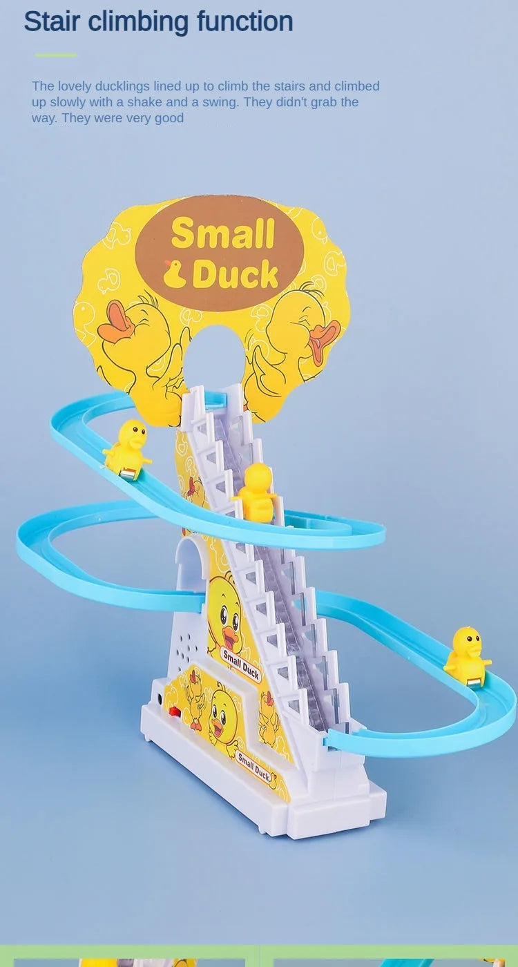 Audible and Visual Little Duck Climbing Stairs, CHILDREN'S Electric Track, Music Little Yellow Duck Sliding Slide