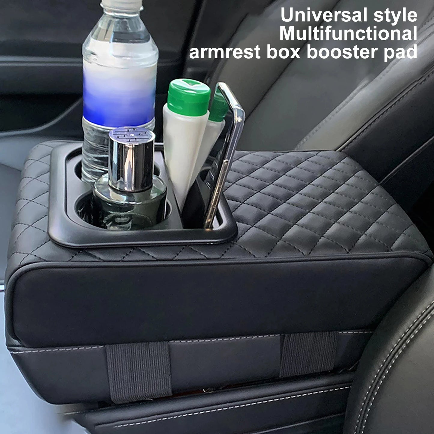 Auto Center Console Armrest Pillow Arm Rest Cover Memory Foam Car Armrest Cushion with Cup Holder Armrest Booster Cushion Univer