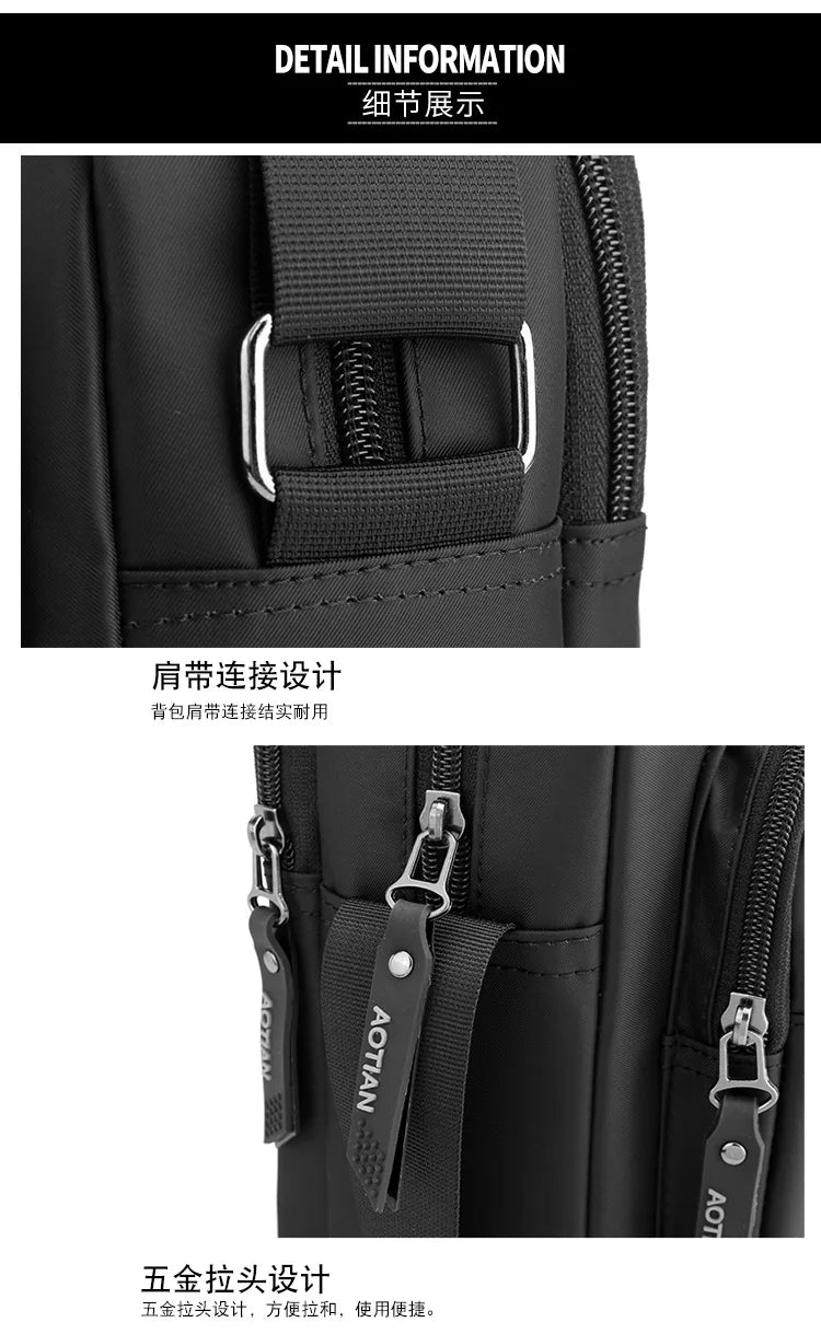 AOTIAN Vertical Men's Casual Shoulder Bag Waterproof Oxford Cloth Business Crossbody Handbag Simple and Fashionable Sling Bag