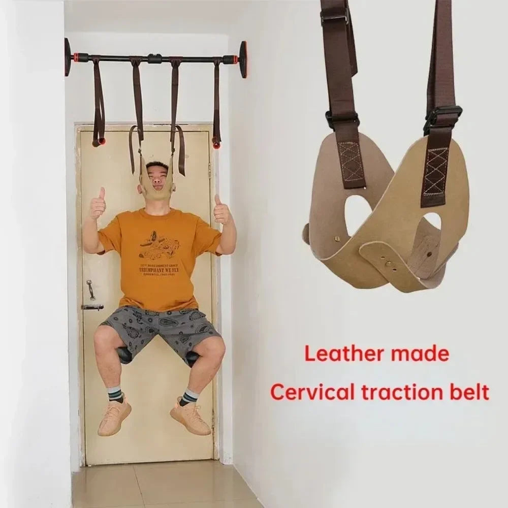 Adjustable Cervical Traction Belt Leather Suspension Neck Strengthening Stretch Frame Home Outdoor Correction Neck Joint Sling