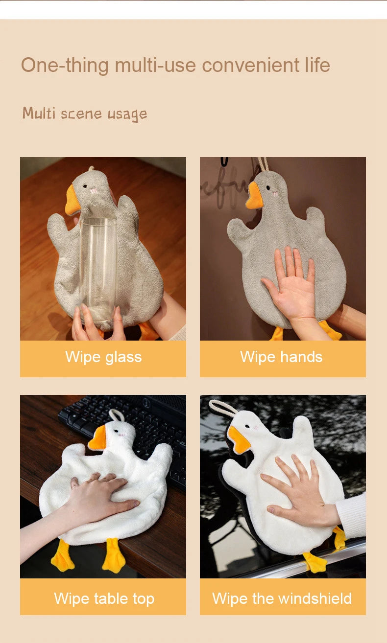 Cartoon Goose Hand Towel Kitchen Bathroom and Toilet Hand Towel Hanging Type with Super Water Absorption Quick Drying It Is Hard