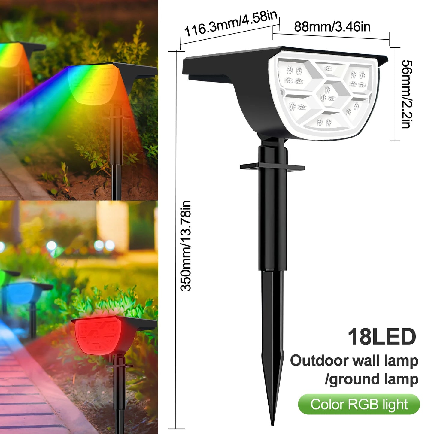 72/68 LED Solar Landscape Lights Outdoor IP65 Waterproof Solar Light with 3 Modes Solar Garden Spotlight for Yard Lawn Walkway