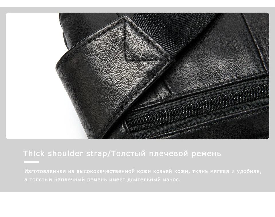 Casual Men's Waist Bag Real Goat Leather For Men Male Fanny Pack Designer Luxury Brand Bag Belt Men Chest/hip Bags Sling Pack