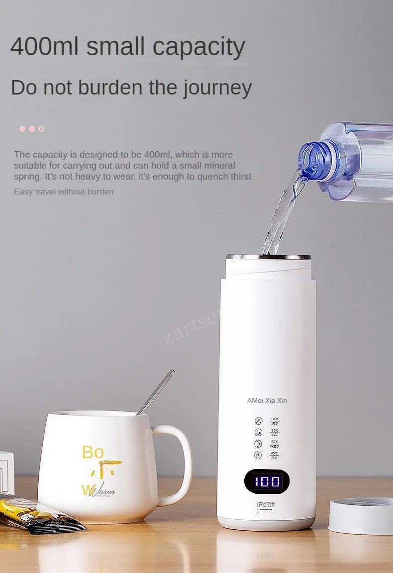 400ml Smart Electric Hot Water Cup Portable Travel Heating Cup Office Temperature Adjust kettle With Digital Display Cup 300W