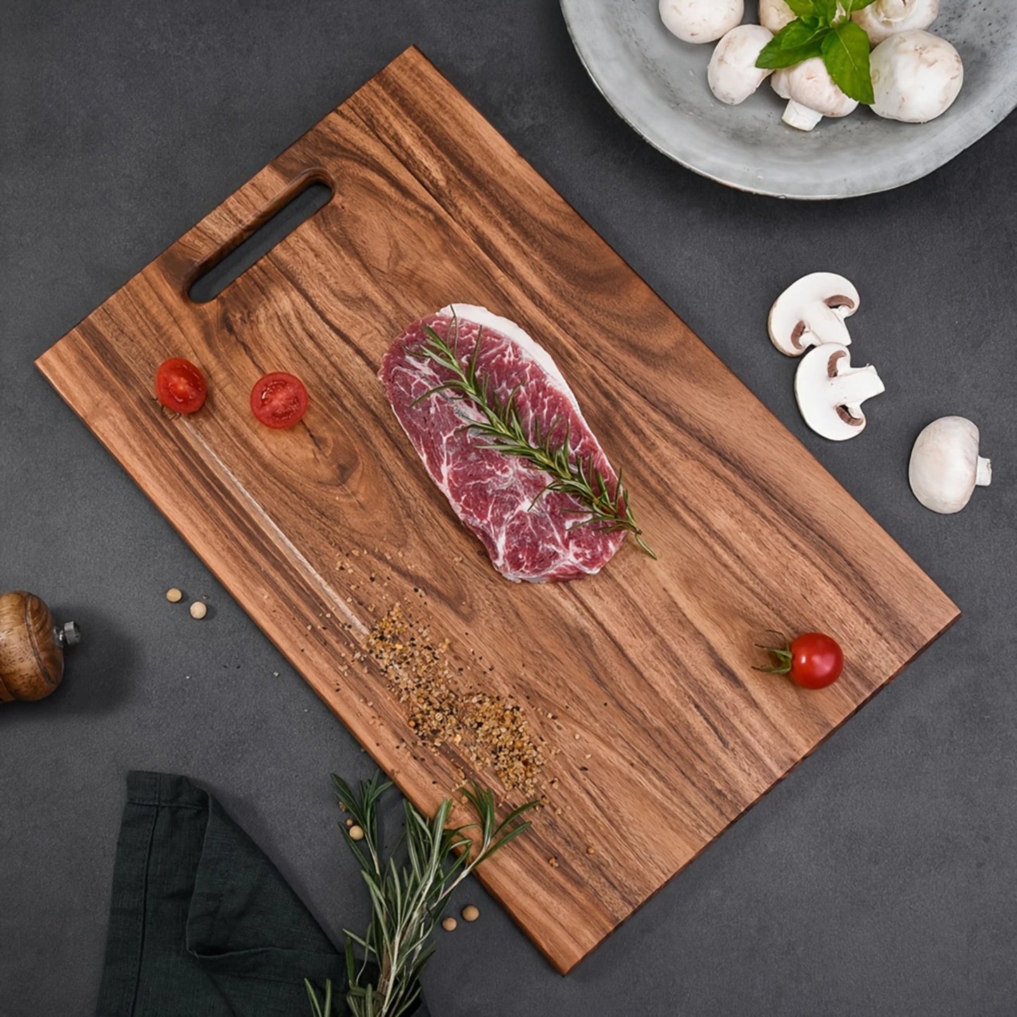 1pc Large Wooden Butcher Block Chopping Board - Premium Cutting Surface for Meat, Cheese, Bread, Vegetables, and Fruits - Perfec