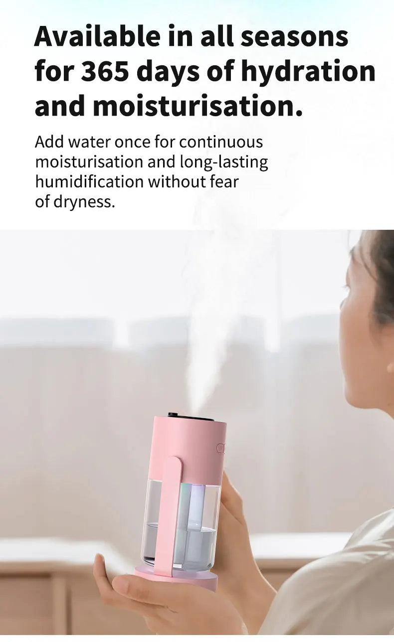 2024 New 280ML Portable Rotating Humidifier Car Diffuser Humidifier with With Projection Lights Colorful Marquee Ambient Light