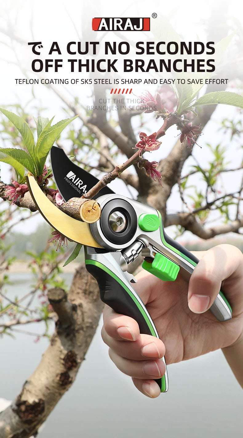 AIRAJ Pruning Shear Garden Tools Labor Saving Scissors Gardening Plant Sharp Branch Pruners Protection Hand Durable