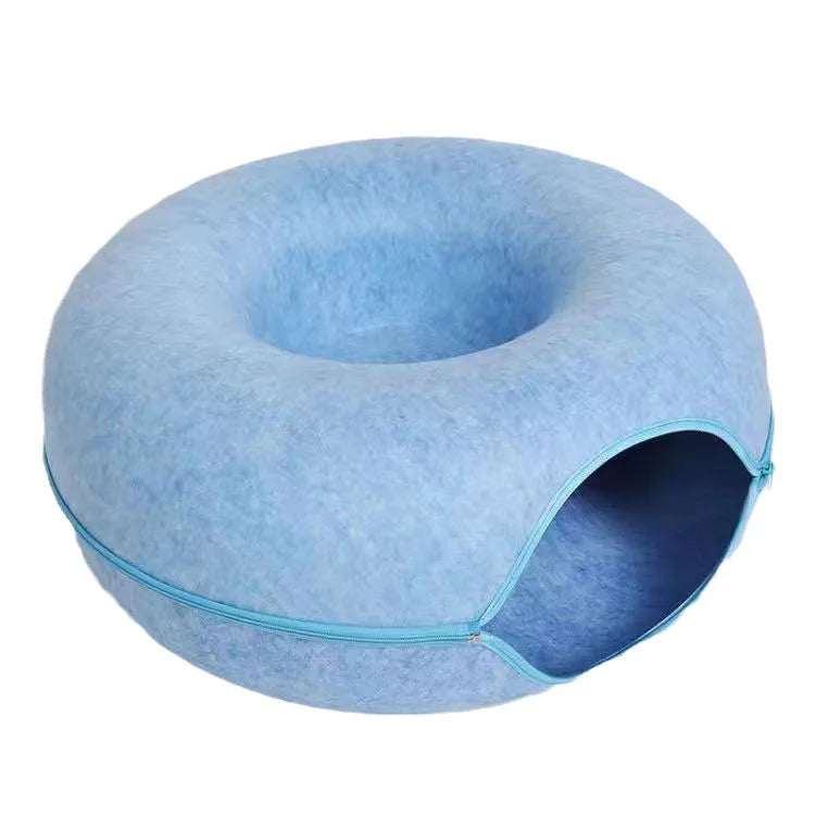 All Funny Donut Cat Bed Interactive Tunnel Pet Felt Indoor Toys Cats House Kitten Training Toy Cat Kennel Pets Supplies