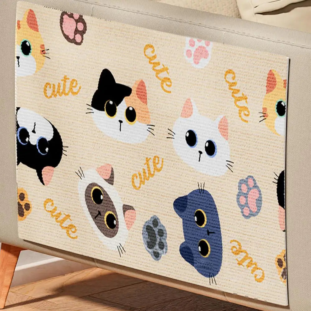 Cat Scratchers for Indoor Cats Cartoon Adhesive Scratching Pad Cute Scratching Board Wear-Resistant Scratching Mat for Grinding