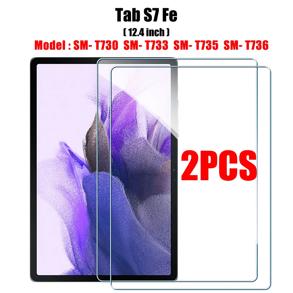 2PCS Tempered Glass Screen Protector for Samsung Galaxy Tab S8 Ultra Plus S6 Lite S7 Fe A7 Lite A8 S9 A9 Tablet Accessories Film