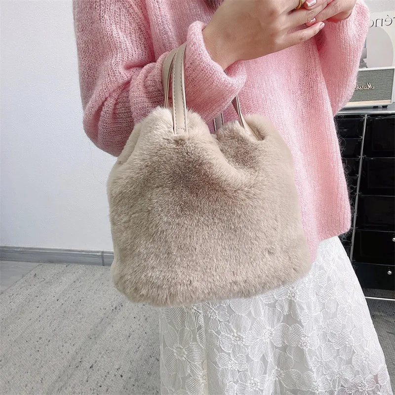 2023 NEW Womens Bag Trend Crossbody Bags Luxury Designer Plush Faux Fur Shopper Female Handbag Furry Shoulder Tote Cute Purses