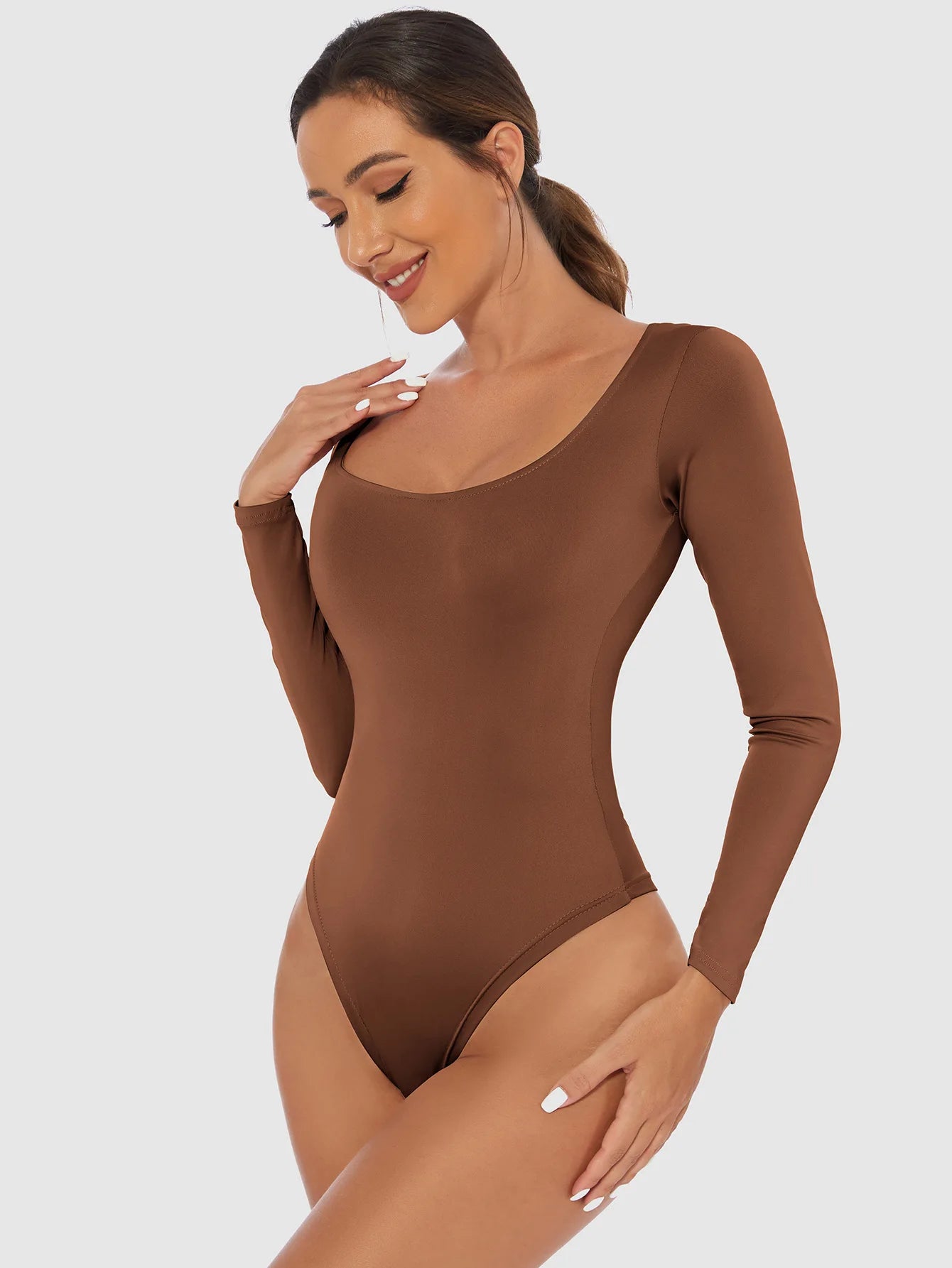 2025 Spring Female Underwear One-Piece Bodysuit Long Sleeve Seamless Waist Trainer Body Shaper Sheath Flat Belly Shapewear Woman