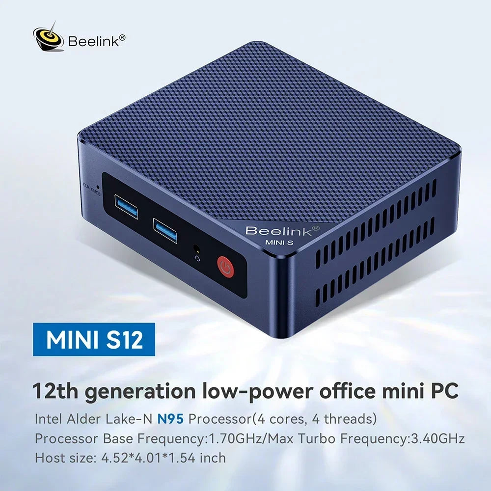 Beelink Mini S12 Pro Alder Lake N100 MINI PC DDR4 16GB 500GB WIFI6 BT5.2 Gamer Computer MINI S N5095 8GB 128GB EQ13 N200 Minipc