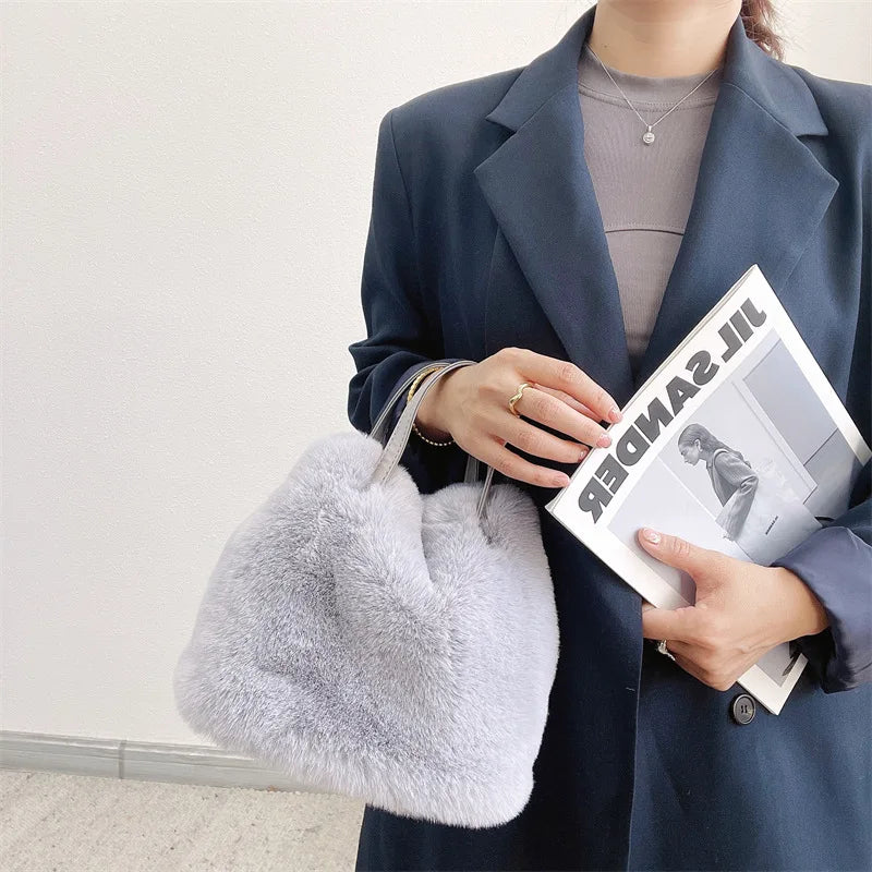 2023 NEW Womens Bag Trend Crossbody Bags Luxury Designer Plush Faux Fur Shopper Female Handbag Furry Shoulder Tote Cute Purses