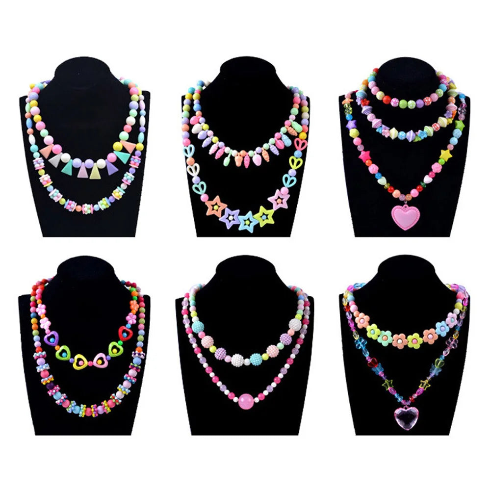 500pcs DIY Handmade Beaded Children's Toy Creative Loose Spacer Beads Crafts Making Bracelet Necklace Jewelry Kit Girl Toy Gift