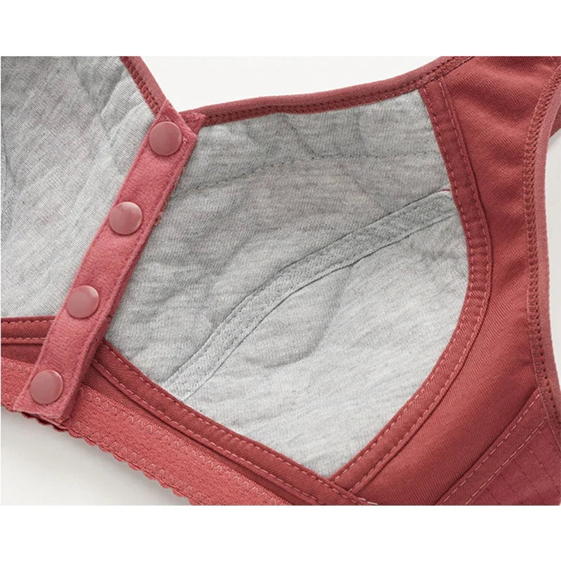 2023 New Confortable Bra Cotton Women Wire Free Bras Push Up Front Closure Underwear Female Everyday Lingerie Large Bust 50BCD