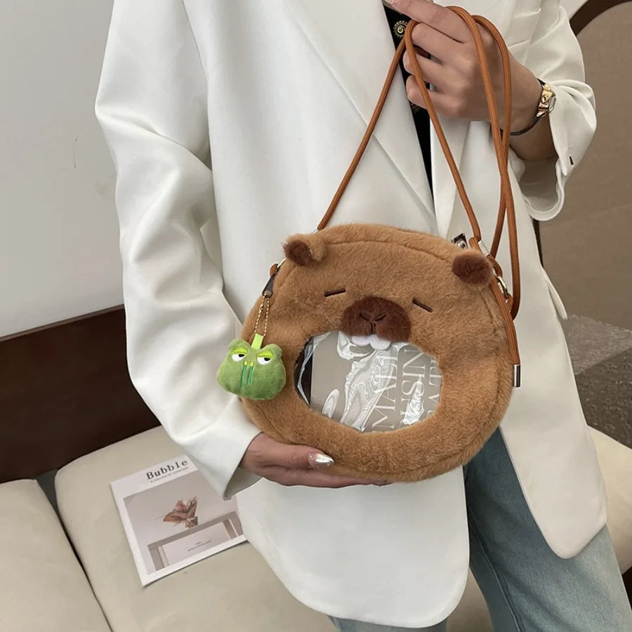 Capybara Plush Backpack Kawaii Fashion Plushie Doll Fur Bag Children's Bag Shoulder Bag Mini Knapsack Bags Gifts For Girlfriend