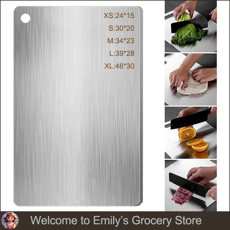 Antibacterial and Mildew-proof 304Stainless Steel Double-sided Food-grade Fruit Cutting Board Suitable for Various Cooking Tasks