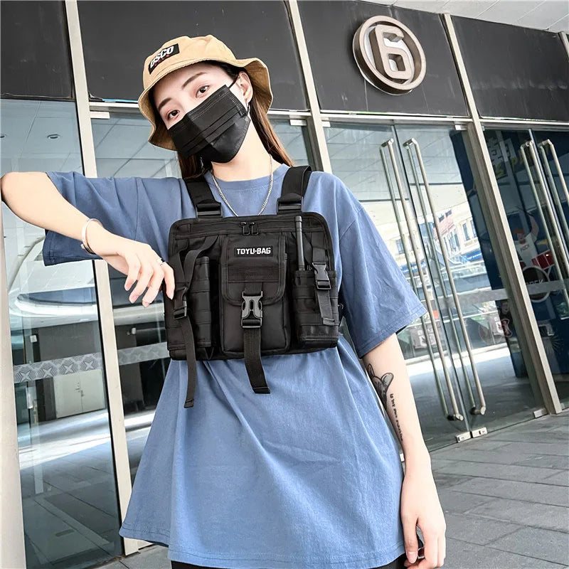 CCRXRQ Hip-hop Streetwear Men Chest Bags 2024 New Fashion Unisex Tactical Vest Backpacks Multi-function Sport Travel Chest Pack