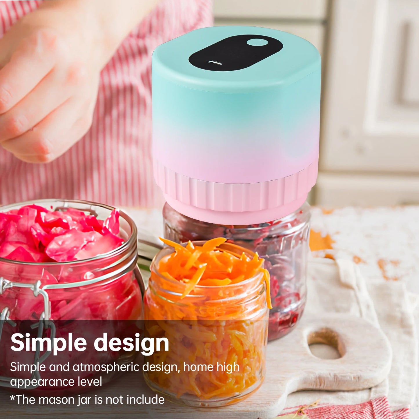 2024 1Set Electric Mason Jar Vacuum Sealing Machine Kit Rechargeable for Wide and Regular Mouth Jar LED Display Kitchen Cordless