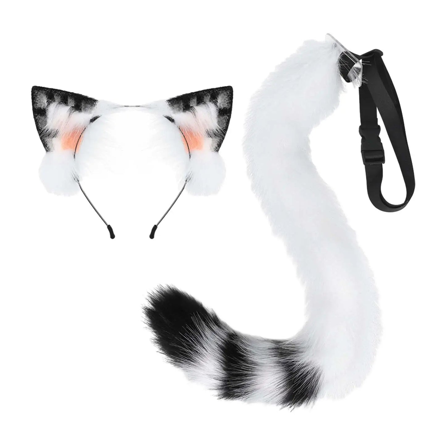 Cat Ears Headband and Long Tail for Stage Performance Night Club Easter