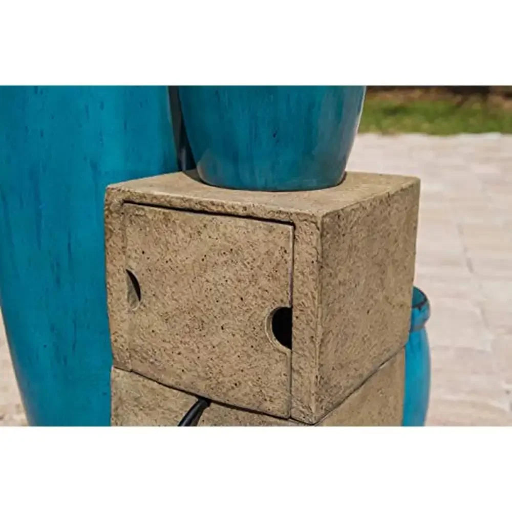 Blue Glaze Indoor/Outdoor Fountain Tranquil Water Feature Resin Material Included