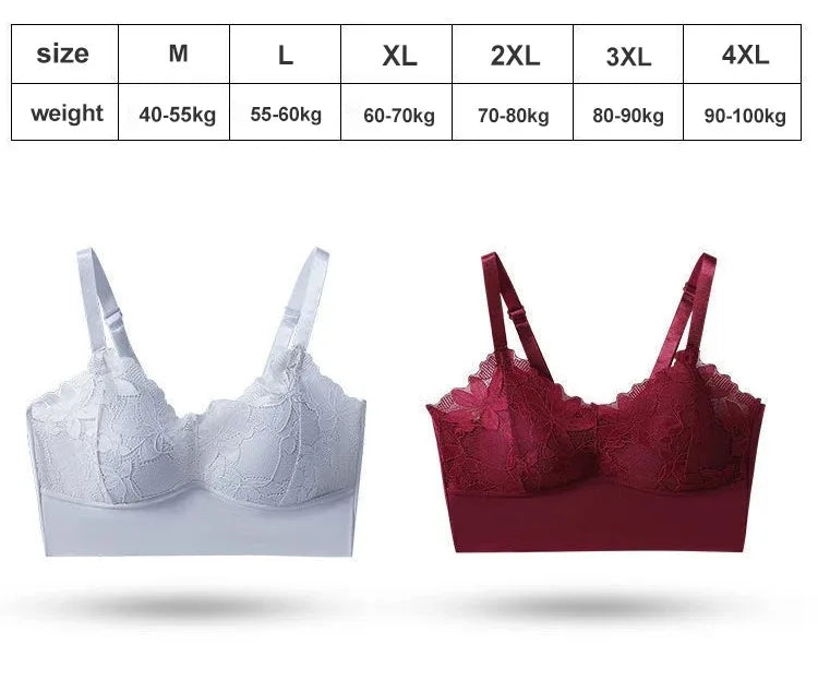 3pcs Ice Silk Seamless Lace Bra No Steel Ring Comfortable Large Size Bra vest bra Gather Anti Sagging Underwear