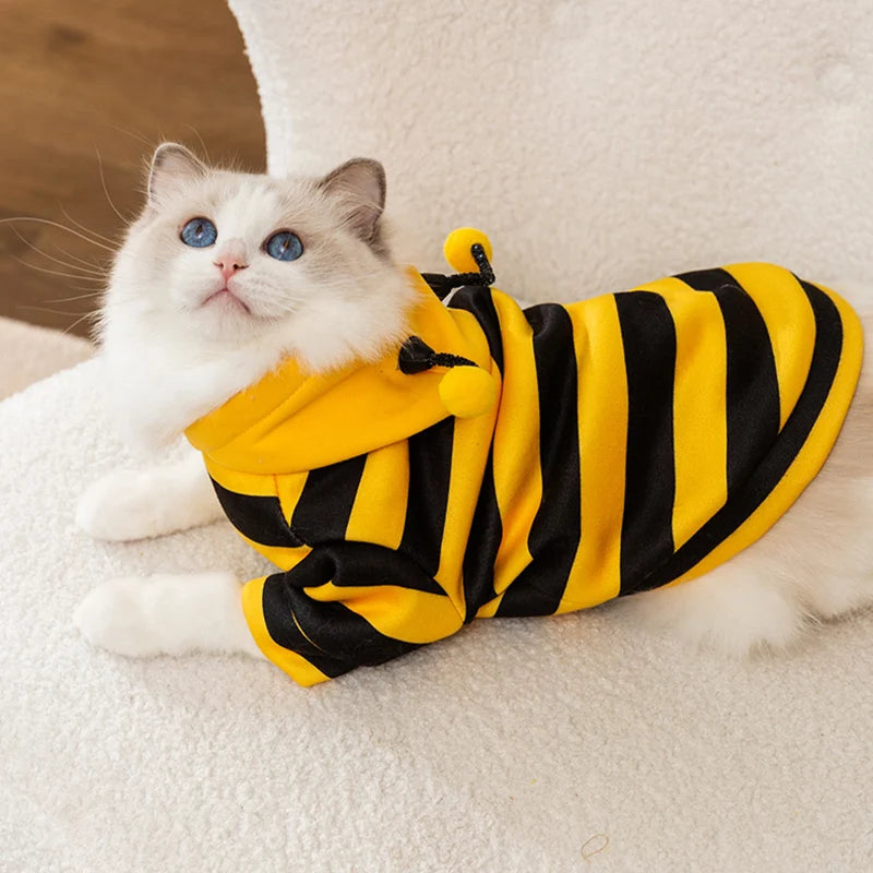 Bee Designer Dog Cat Cosplay Costume Funny Outfit Pet Hoodies Christmas Sweater Warm Coat for Small Dogs Cute Puppy Clothes