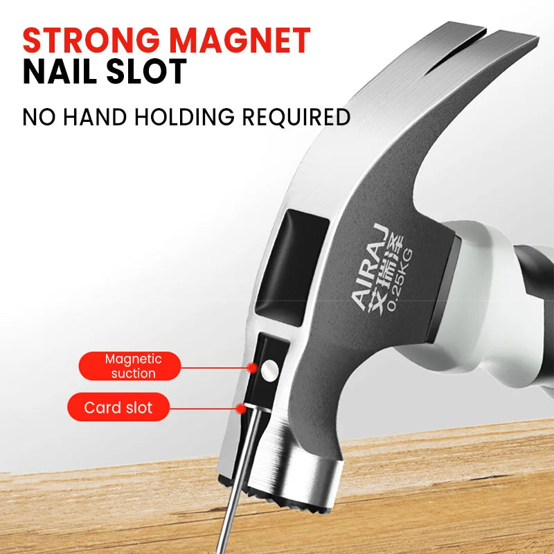 AIRAJ Multifunctional Mini Claw Hammer, Anti Slip And Shockproof Hammer, Professional Grade,Magnetic Woodworking Manual Tool