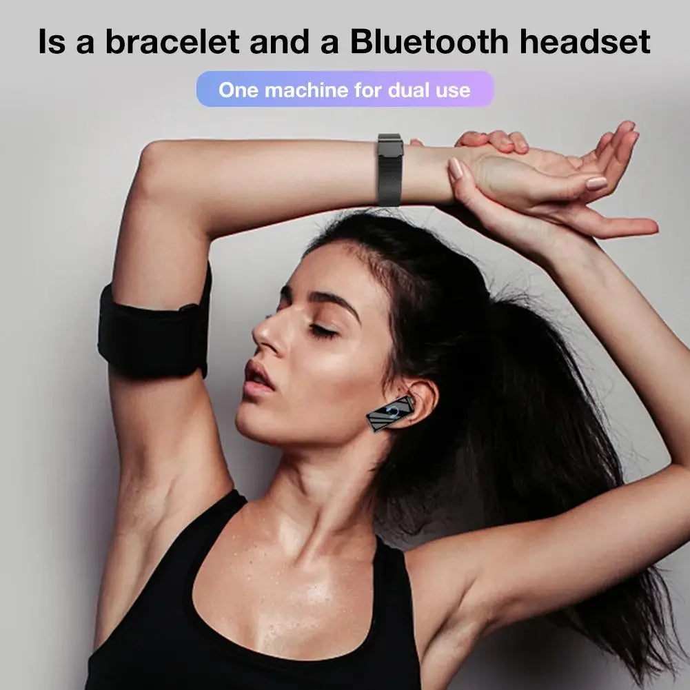 B6 Inch Wireless Bluetooths Headset Two In One Call Listen Music Blood Pressure Heart Rate Health Monitoring Step Counter Smart