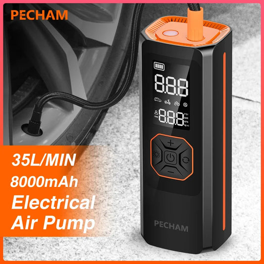 8000mAh Car Motorcycle Tyre Inflator 12V 150W 35L/Min Electric Portable Air Compressor Bicycle Tire Air Pump For Bike Boat Balls