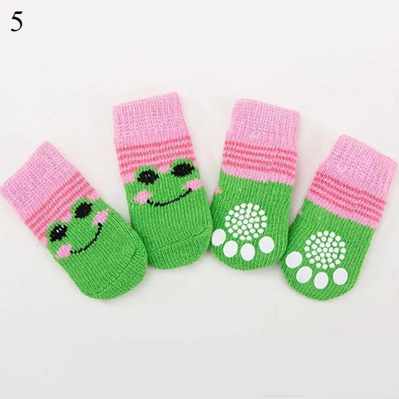 Christmas Cute Dog Knitted Socks for Small Dogs Cat Shoes Chihuahua Boots for Winter Warm Indoor Wear Slip On Paw Protector