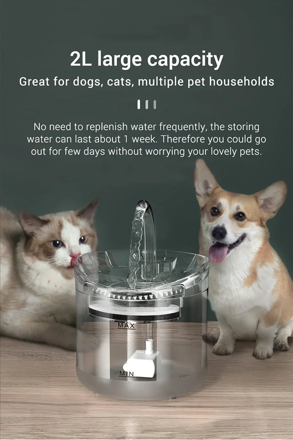 2L Pet Cat Dog Drinker Fountain Activated Filter USB Powered Automatic Pet Feeder Motion Sensor Bowl Pet Silent Drinking Bowl