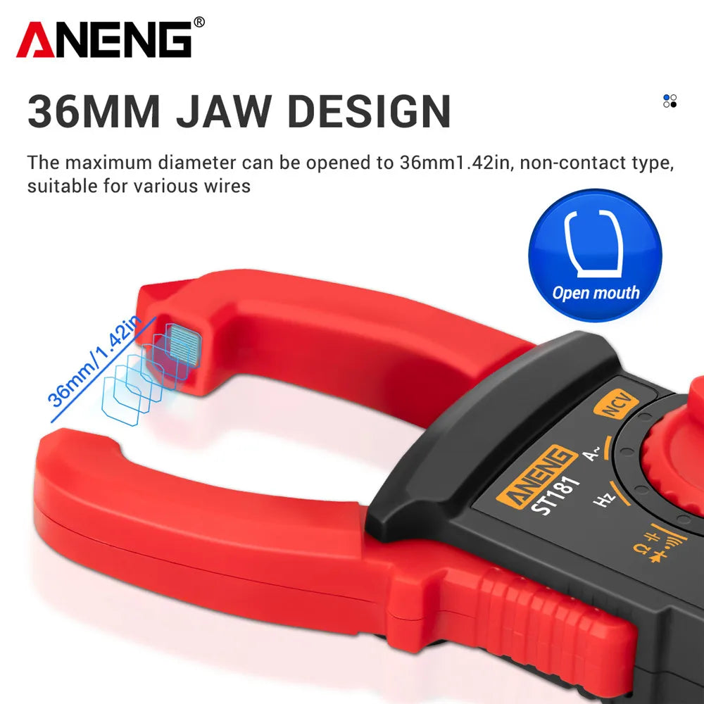 ANENG ST181 Digital Clamp Meter DC/AC Current 4000 Counts Multimeter Ammeter Voltage Tester Car Amp Hz Capacitance NCV Ohm Test