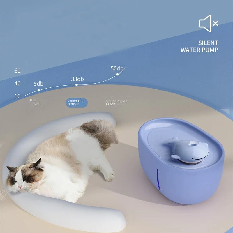 2L Cat Water Fountain Automatic Drinker Bowl USB Mute Cats Water Dispenser with LED Light Recirculate Filtring Drinker for Cats