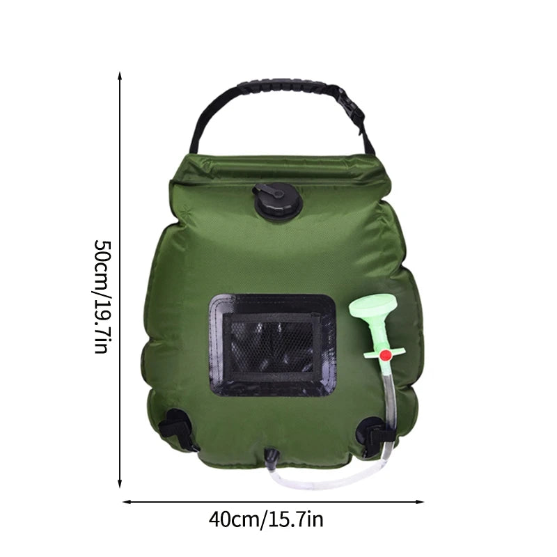 20L/40L Camping Shower Bag Foldable Shower Bags Camping with Removable Hose Shower Head Water Storage Bag Sun Heated Water Bag