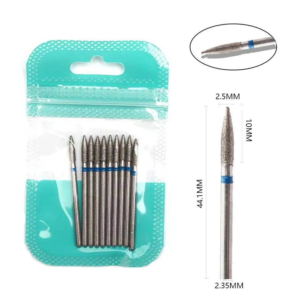 10pcs Diamond Milling Cutter Nail Drill Bits Set For Manicure Accessory Pedicure Eletric Machine Nail Bit Brush Burr Tools