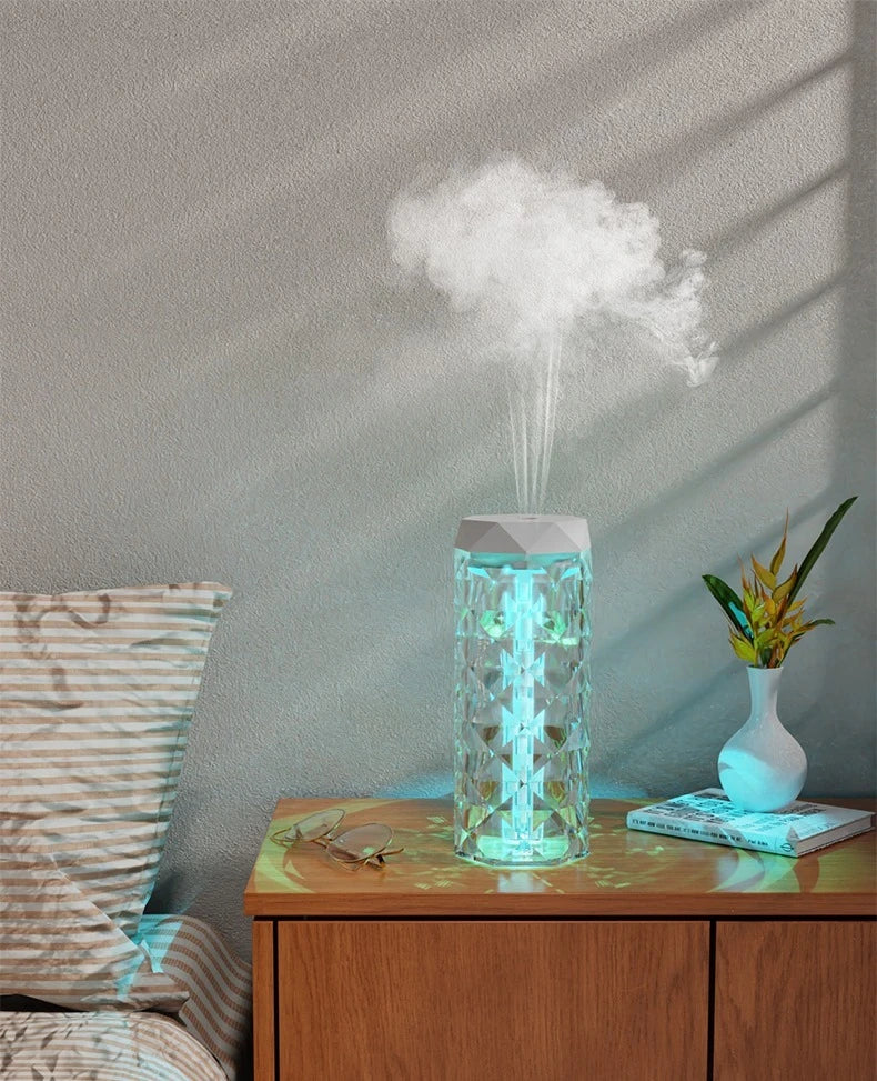 1PC Colorful USB Crystal Humidifier 500/1000ml Large Capacity Air Humidifier Portable Room Office Desktop Humidifier